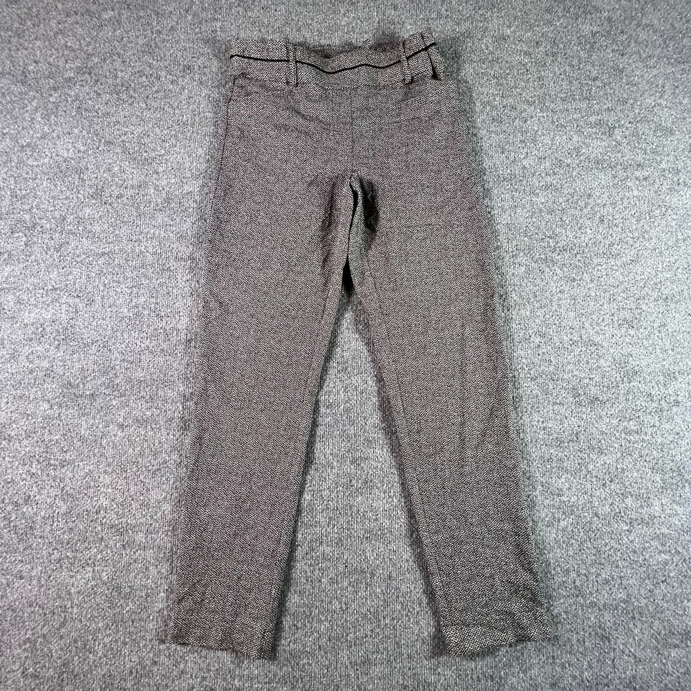 Zac & Rachel Ankle Pants Women 12 Black White Herringbone Flat Front Work Career